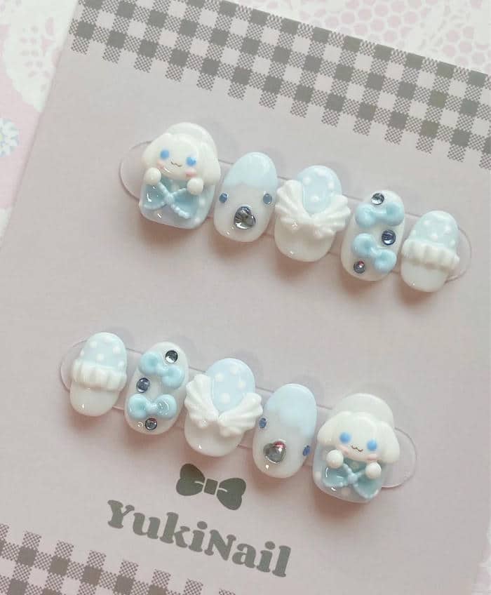 nail cinnamoroll cho móng ngắn