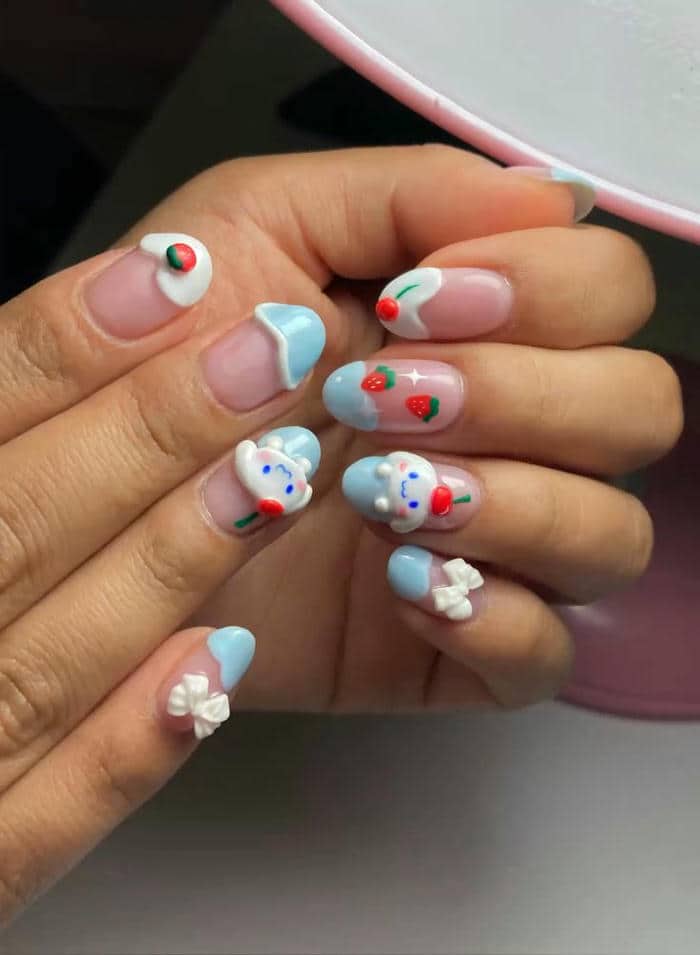 nail cinnamoroll đơn giản, cute