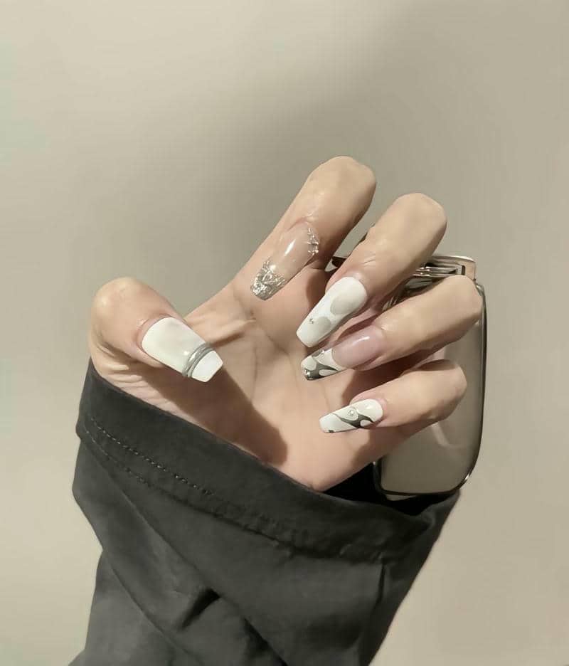 nail cô dâu màu trắng