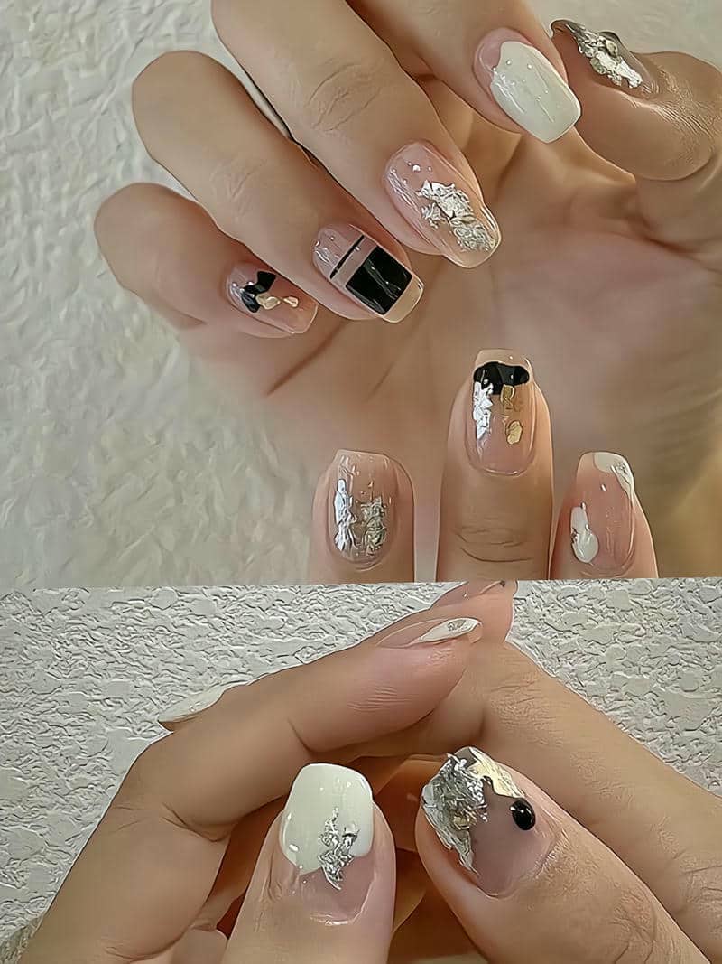 nail đen trắng sang chảnh