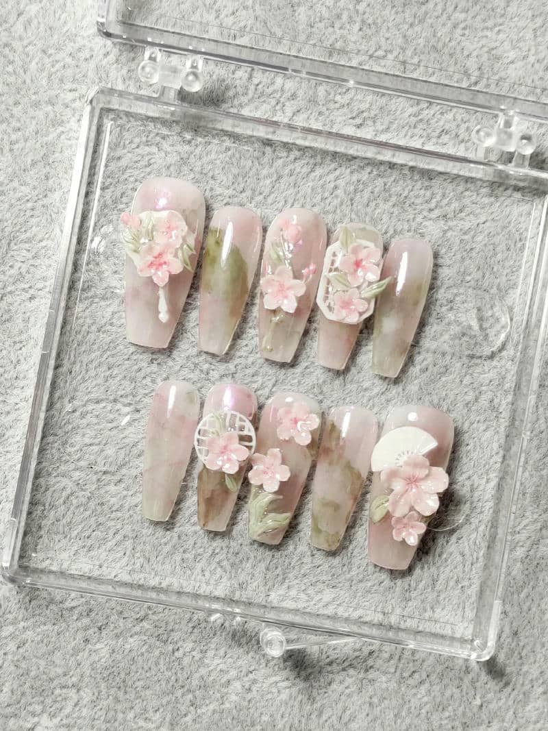 nail hoa đào cute