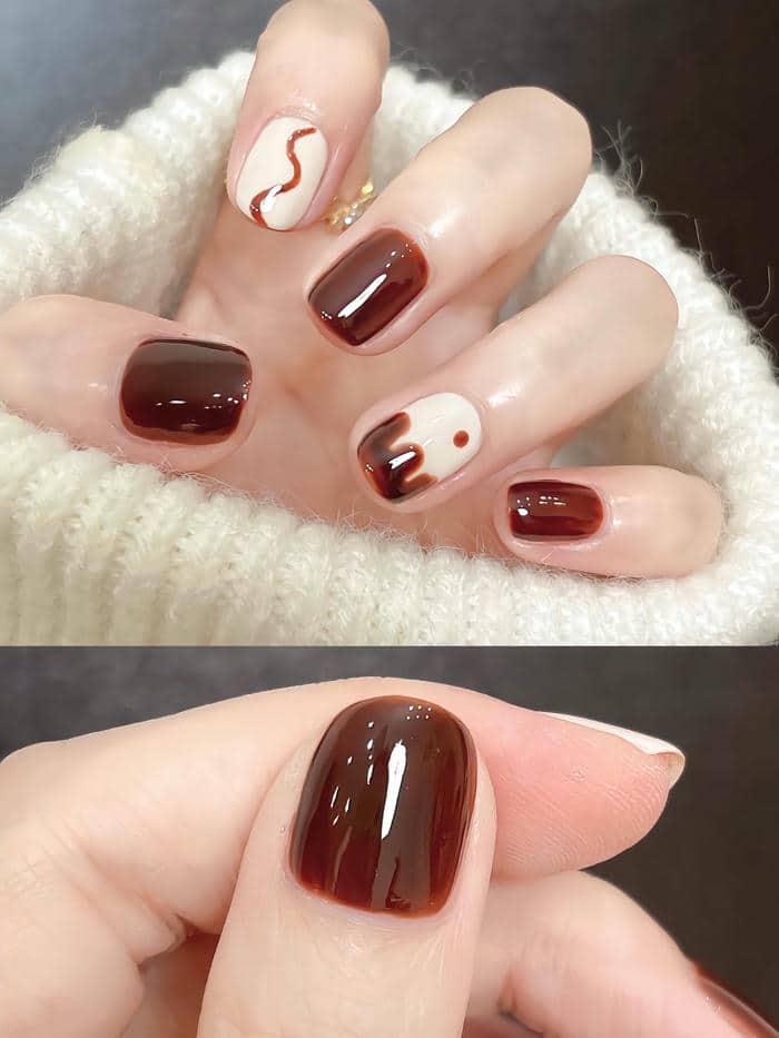 nail màu nâu đỏ