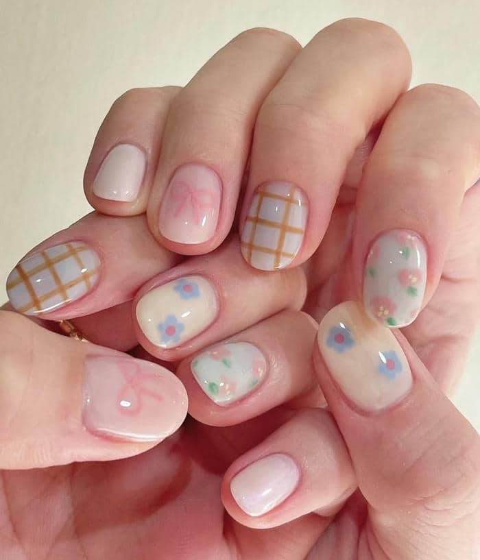 nail màu pastel dễ thương