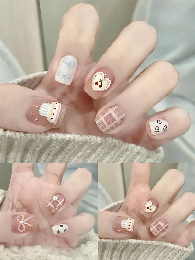 nail móng ngắn thiết kế cute