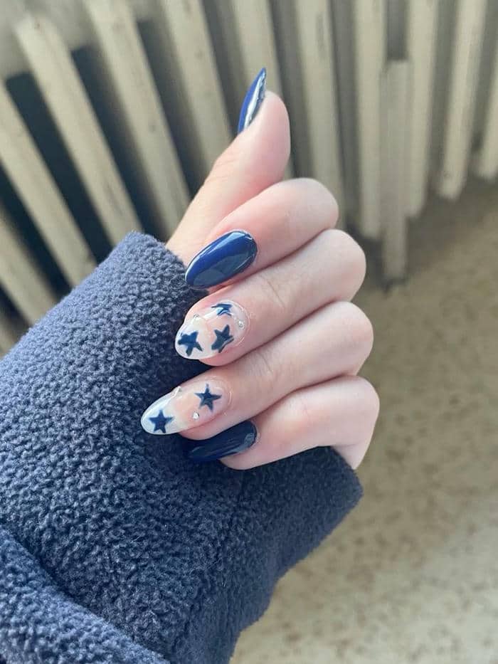 nail xanh dương đơn giản