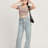 Áo Croptop Nữ Cổ Vuông 3 Đường Gân ACTFM15 h6