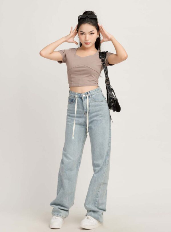 Áo Croptop Nữ Cổ Vuông 3 Đường Gân ACTFM15 h6