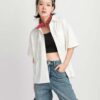 Áo Sơ Mi Oversize Nữ Tay Ngắn 2 Nắp Túi ASM10 h5