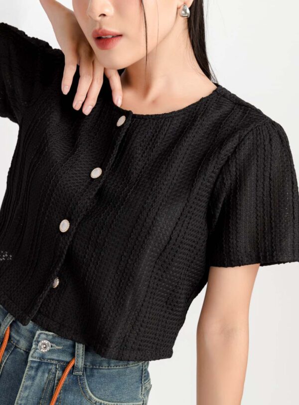 Áo Kiểu Nữ Tay Ngắn Croptop Kiểu Ren AKFM29 h4