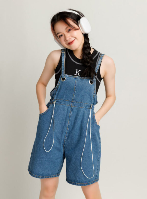 Yếm Quần nữ Jeans Đùi Rút Dây Eo YFM1