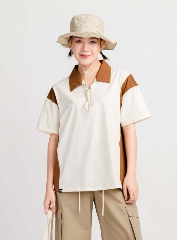 Áo Polo Nữ Oversize Phối Màu Khóa Kéo APLFM1 h6