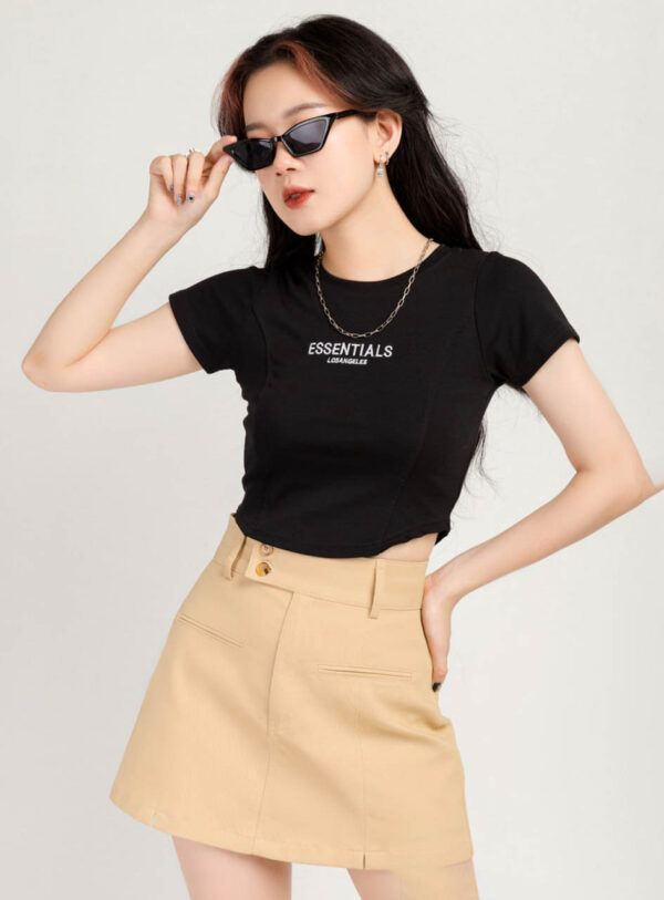 Áo Thun Nữ Croptop Lai Bầu Essentials ACTFM25 h2