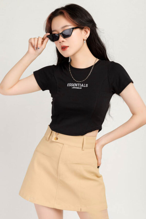 Áo Thun Nữ Croptop Lai Bầu Essentials ACTFM25 h2