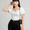 Áo Kiểu Xốp Croptop Vạt Bầu  h2