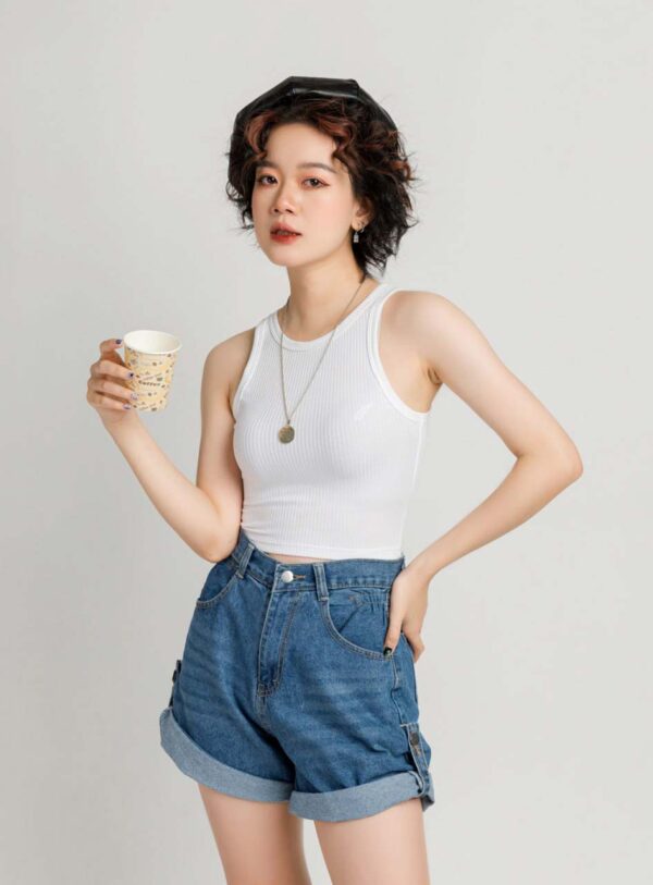 Áo Thun Croptop nữ Sát Nách Gân Tăm ACTFM21 h3