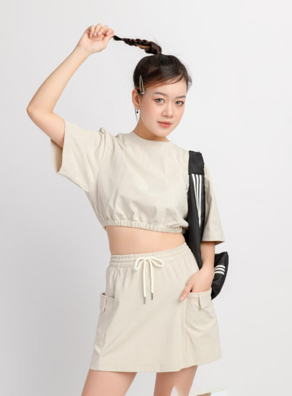 Set Váy Nữ Túi Kiểu Áo Thun Croptop  h4