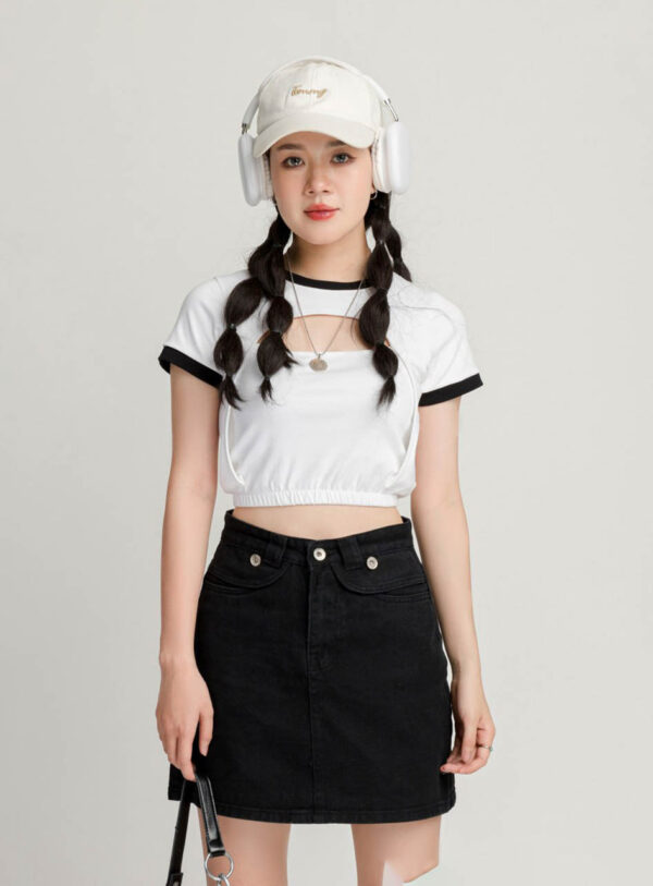 Áo Thun Croptop nữ Khoét Ngực Bo Lai ACTFM20