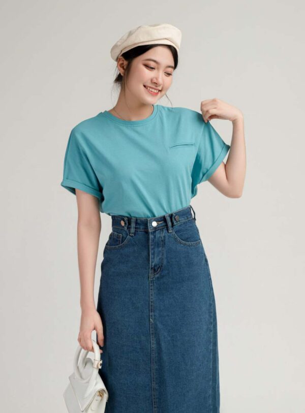 Áo Thun Croptop nữ Form Rộng 1 Túi Giả ACTFM19 h2