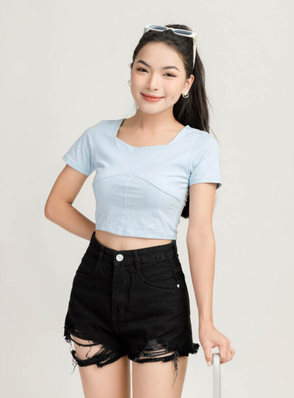 Áo Thun Croptop nữ Cổ Vuông 3 Đường Gân ACTFM15