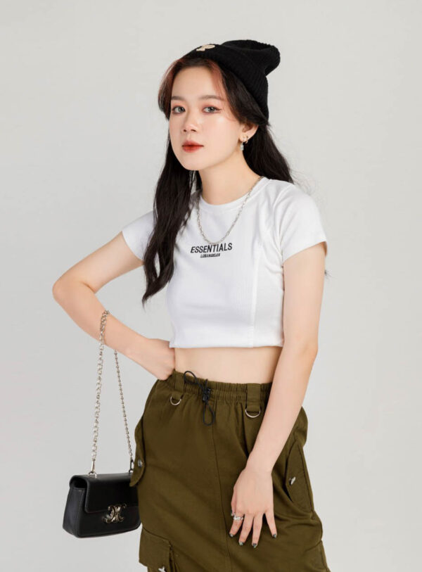 Áo Thun Nữ Croptop Lai Bầu Essentials ACTFM25