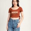 Áo Thun Croptop nữ Cổ U Rút Dây In Chữ Sense ACTFM12 h3