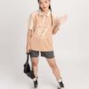 Áo Polo Nữ Oversize Tay Ngắn Phối Màu In Số 87 APLFM8 h5