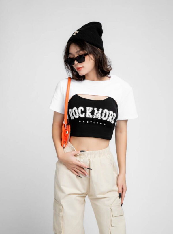 Áo Thun Croptop nữ Khoét Giữa Rockmore ACTFM27 h3