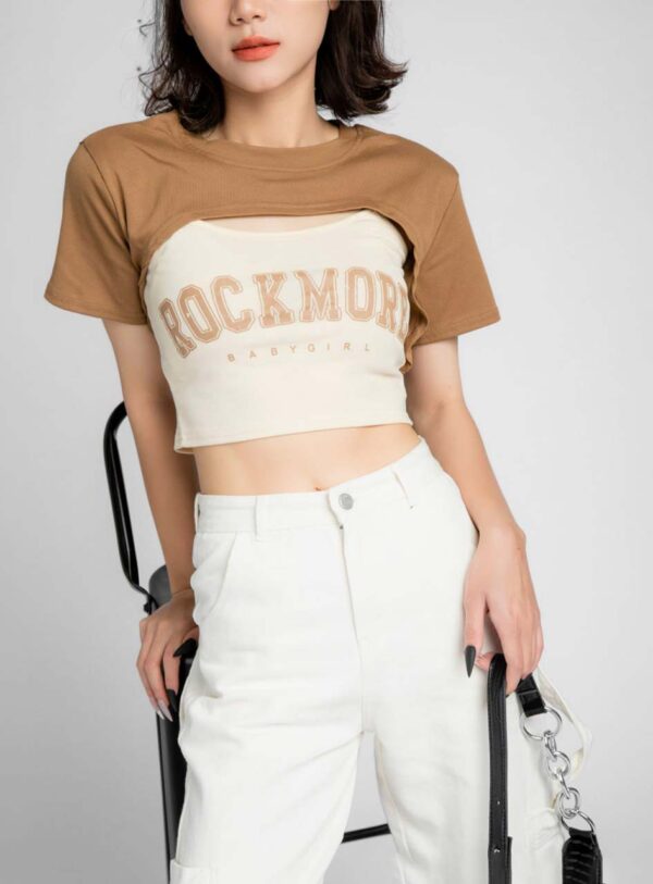 Áo Thun Croptop nữ Khoét Giữa Rockmore ACTFM27 h4