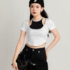 Áo Thun Croptop nữ Cổ Yếm Phối Viền Màu ACTFM9 h2