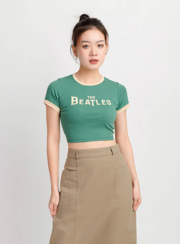 Áo Thun Croptop Nữ Phối Màu Buộc Dây Beatles ACTFM2 h2