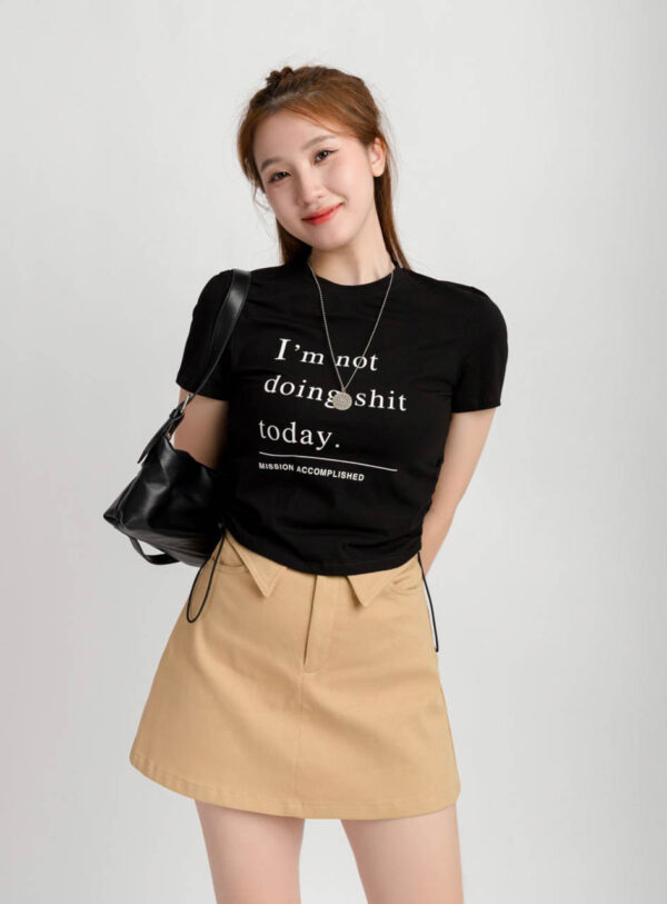 Áo Thun Croptop Nữ Rút Dây In Chữ I'm Not ACTFM6