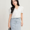 Áo Kiểu Tay Ngắn nữ Croptop 3 Nút Bọc  h4