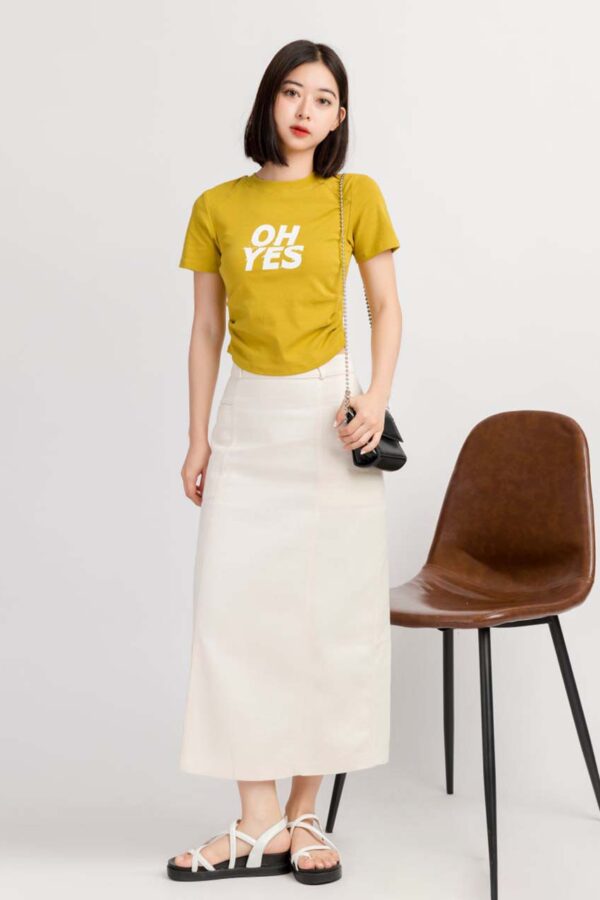 Áo Croptop Nữ Nhún Eo In Chữ Oh Yes ACTFM3 h7