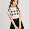 Áo Dệt Kim 2 Dây nữ Croptop Họa Tiết Hình Thoi ADKFM6 h2