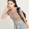 Áo Thun Croptop nữ Cổ Vuông 3 Đường Gân ACTFM15 h2