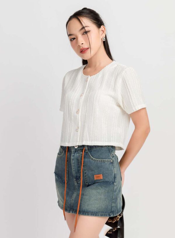 Áo Kiểu Nữ Tay Ngắn Croptop Kiểu Ren AKFM29 h5