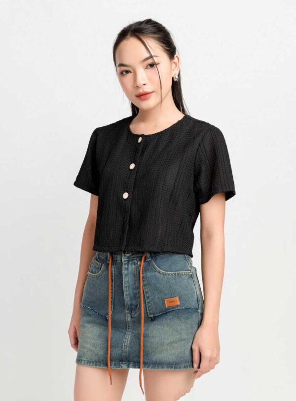 Áo Kiểu Tay Ngắn Nữ Croptop Kiểu Ren  h3