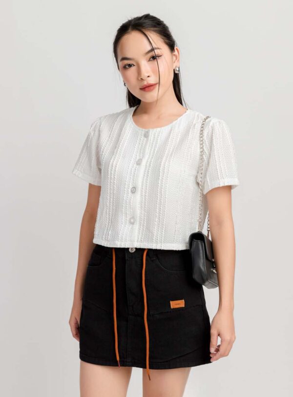 Áo Kiểu Nữ Tay Ngắn Croptop Kiểu Ren AKFM29 h6