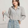 Áo Sơ Mi Kiểu nữ Croptop Tay Dài ASM17 h3