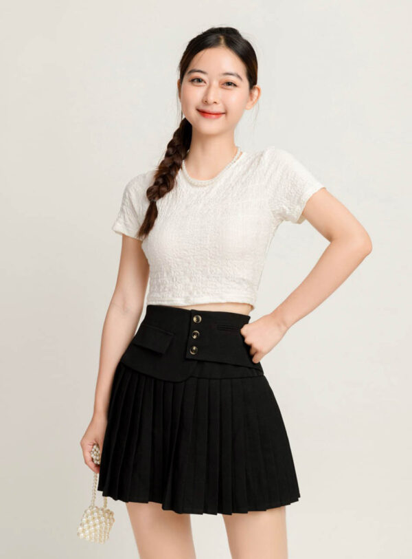 Áo Thun Croptop Nữ Tay Ngắn Vải Xốp APLFM6