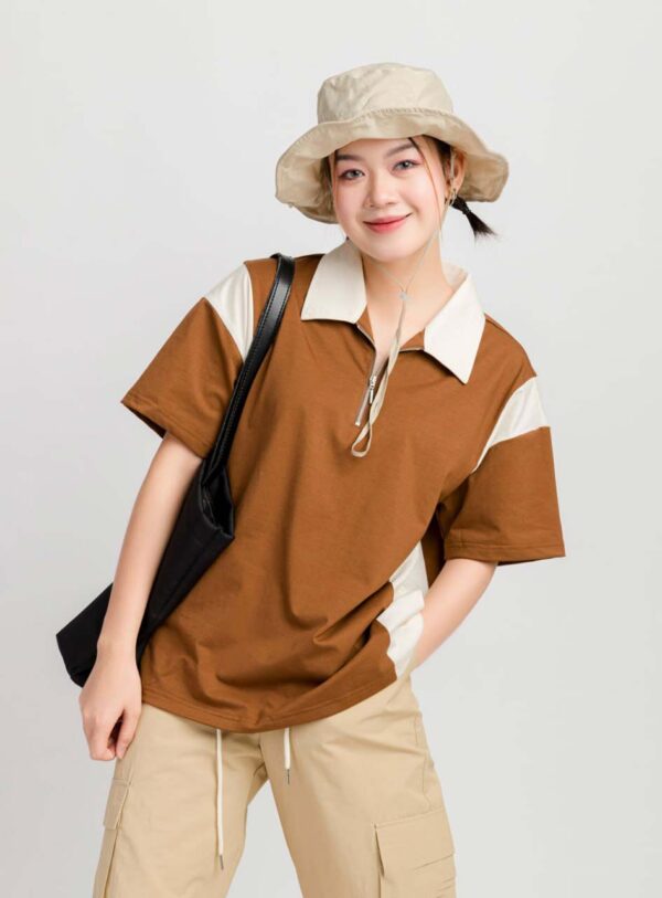 Áo Polo Oversize Nữ Phối Màu Khóa Kéo APLFM1 h3