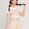 Áo Dệt Kim Nữ 2 Dây Croptop Họa Tiết Hình Thoi ADKFM6 h6