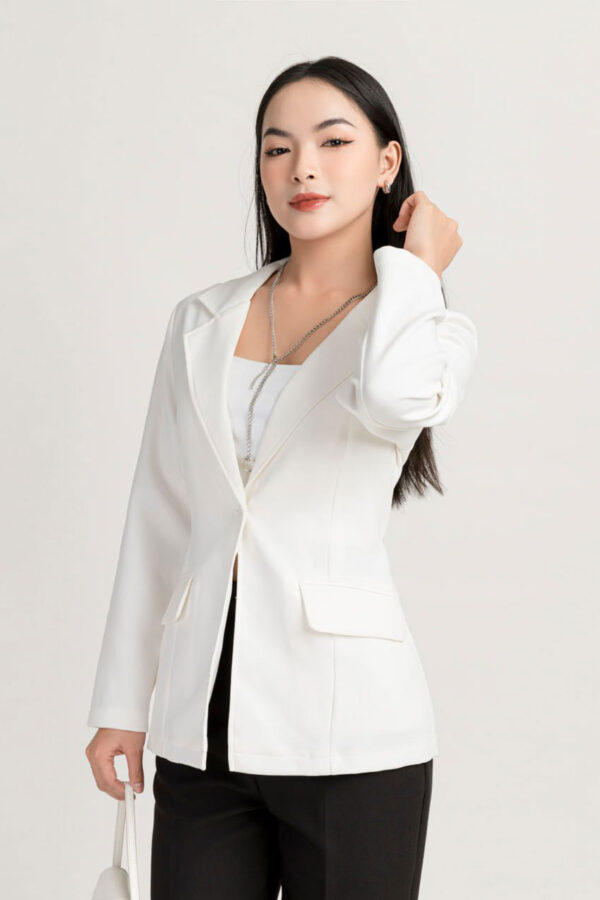 Áo Khoác Vest/Blazer Oversize nữ 1 Lớp 2 Túi Nắp AKBZFM4