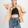 Áo Sơ Mi Oversize Nữ Tay Ngắn 2 Nắp Túi ASM10 h2