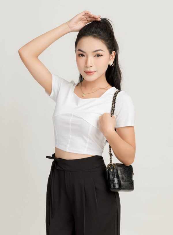 Áo Thun Croptop nữ Cổ Vuông 3 Đường Gân ACTFM15 h4