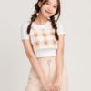 Áo Dệt Kim Nữ 2 Dây Croptop Họa Tiết Hình Thoi ADKFM6 h7