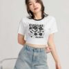 Áo Thun Croptop nữ Phối Hình Bông Hoa ACTFM14 h3