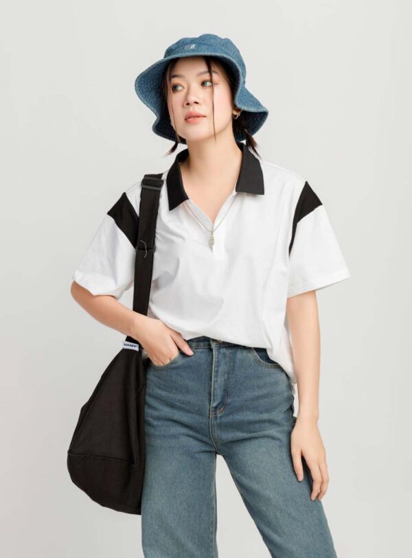 Áo Polo Oversize Nữ Phối Vai APLFM4 h2