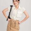 Áo Kiểu Nữ Tay Ngắn Croptop Rút Eo AKFM30 h6