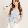 Áo Kiểu 2 Dây nữ Dáng Babydoll Ngực Xếp Lớp